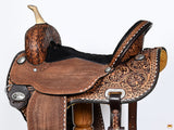 Hilason Western Horse Trail Barrel Racing American Leather Saddle Dark Brown