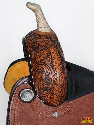 Hilason Western Horse Trail Barrel Racing American Leather Saddle Dark Brown