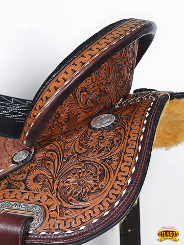 Hilason Western Horse Trail Barrel Racing American Leather Saddle Dark Brown