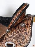 Hilason Western Horse Trail Barrel Racing American Leather Saddle Dark Brown