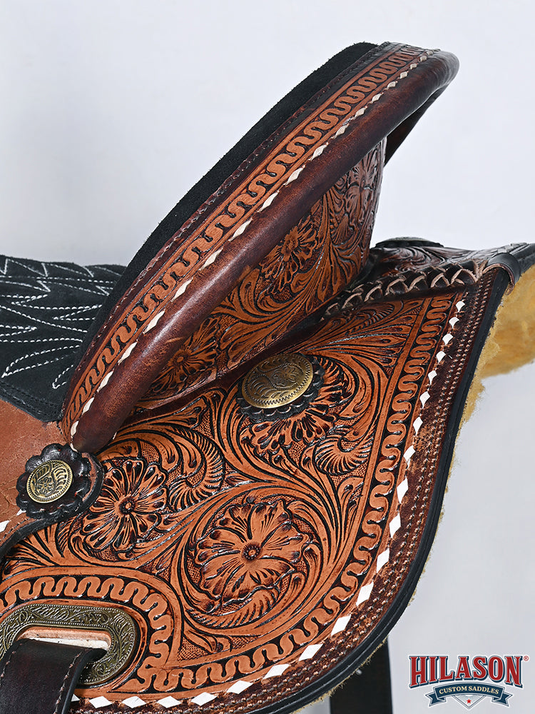 Hilason Western Horse Trail Barrel Racing American Leather Saddle Dark Brown