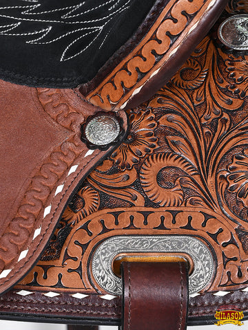 Hilason Western Horse Trail Barrel Racing American Leather Saddle Dark Brown
