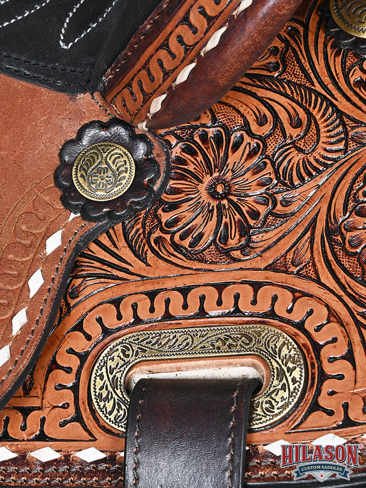 Hilason Western Horse Trail Barrel Racing American Leather Saddle Dark Brown