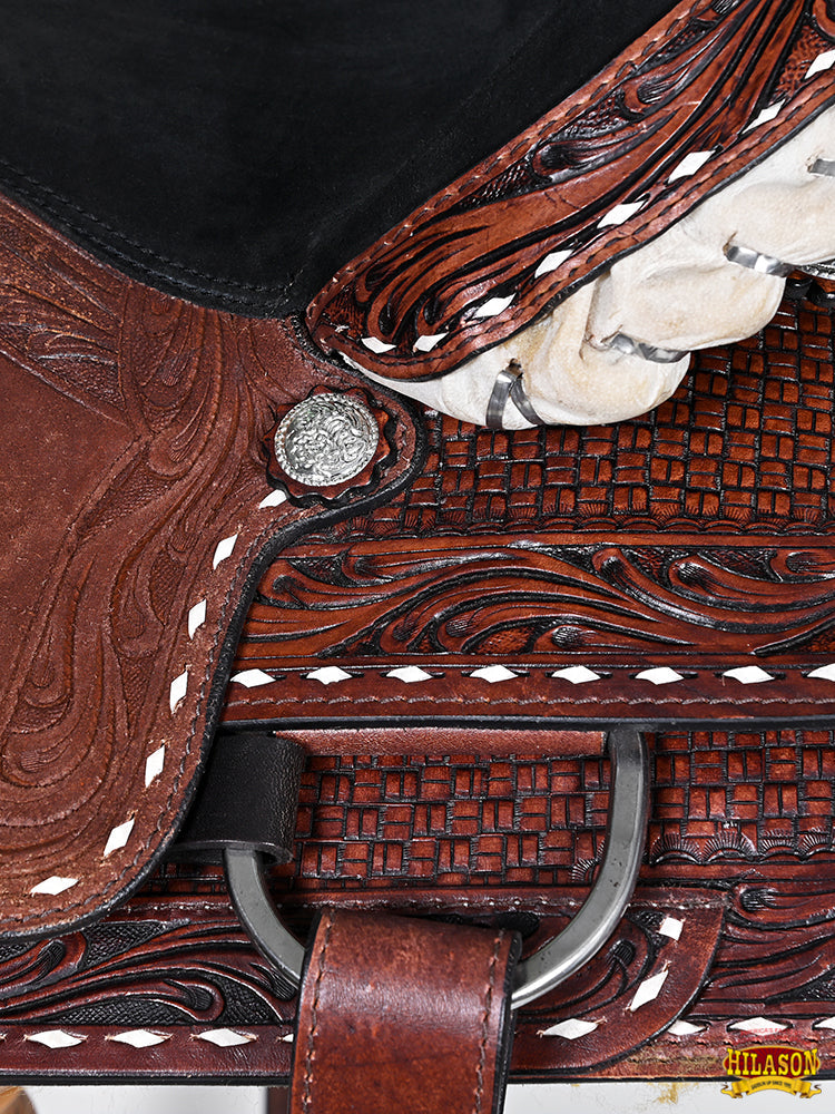 Hilason Western Horse Trail Barrel Racing American Leather Saddle Dark Brown