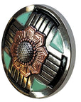 HILASON Western Screw Back 2 Tone Finishing Concho W/ Turquoise Crystal
