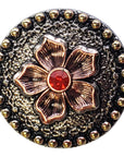 HILASON Western Screw Back Antique Brass Finish Concho W/ Red Rhinestones