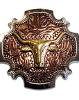 1 1/2" Hilason Western Horse Concho 3-Tone Finish Steer Head Brown