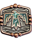 1 1/2" Hilason Western Horse Concho Antique Copper Turquoise Enamel Concho Brown