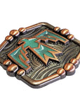 1 1/2" Hilason Western Horse Concho Antique Copper Turquoise Enamel Concho Brown