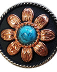 1 1/2" Hilason Western Horse Concho 2-Tone Finish With Black Turquoise Stone Black/Brown