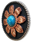 1 1/2" Hilason Western Horse Concho 2-Tone Finish With Black Turquoise Stone Black/Brown