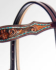 American Darling Western Horse Floral Genuine Leather Headstall Tack Set