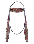 American Darling Western Horse Floral Genuine Leather Headstall Tack Set