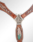 American Darling Western Horse Leaf Genuine Leather Headstall Tack Set