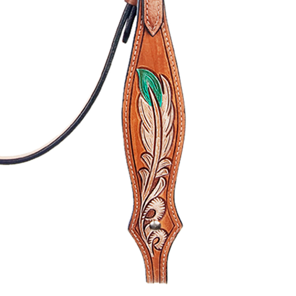 American Darling Western Horse Leaf Genuine Leather Headstall Tack Set
