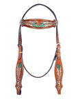 American Darling Western Horse Leaf Genuine Leather Headstall Tack Set