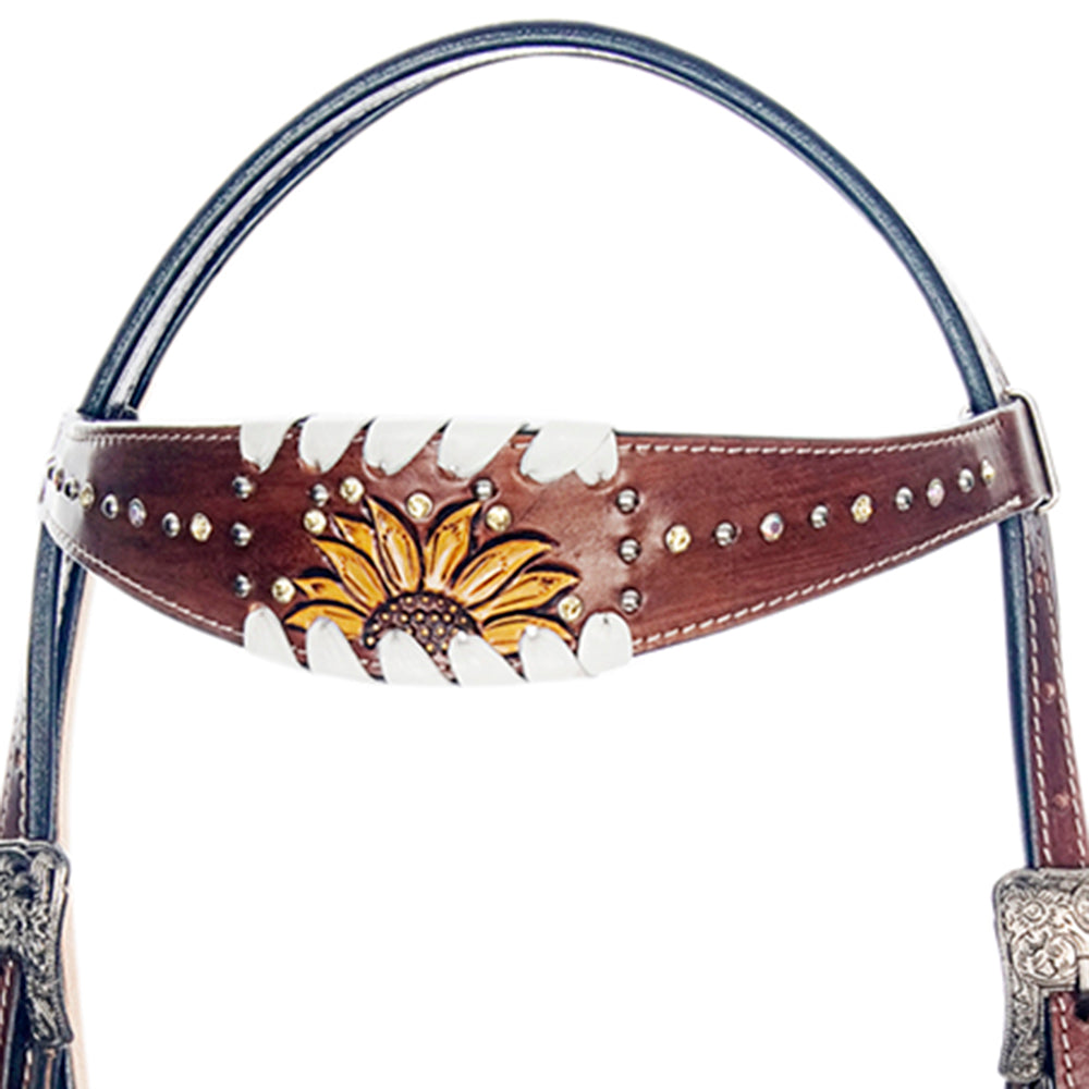 American Darling Western Horse Floral Headstall Tack Set Genuine Leather
