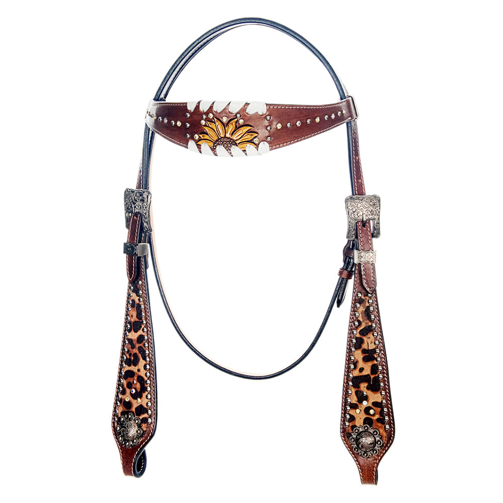 American Darling Western Horse Floral Headstall Tack Set Genuine Leather