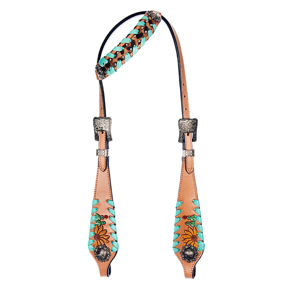 American Darling Western Horse Floral Headstall Tack Set Genuine Leather