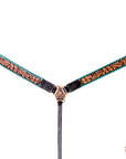 HILASON Floral Painted Beaded American Leather Horse Headstall Breast Collar