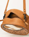 American Darling ADBG563TAW Canteen Hand Tooled Hair-On Genuine Leather Women Bag Western Handbag Purse