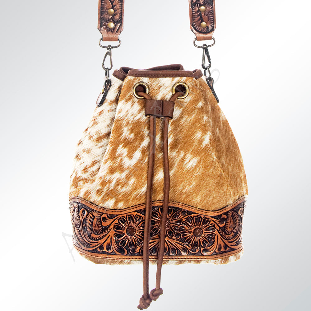 American Darling ADBG569A Bucket Hand Tooled Saddle Blanket Genuine Leather Women Bag Western Handbag Purse