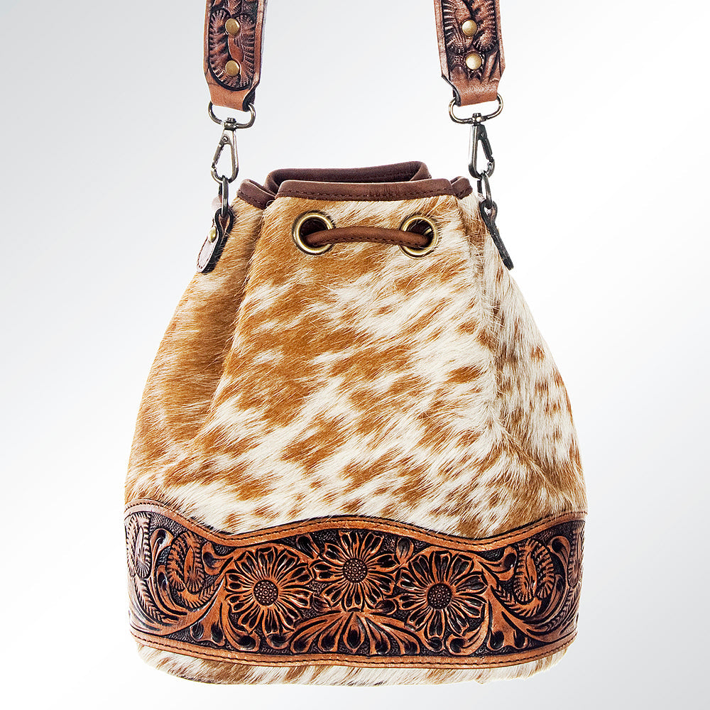 American Darling ADBG569A Bucket Hand Tooled Saddle Blanket Genuine Leather Women Bag Western Handbag Purse