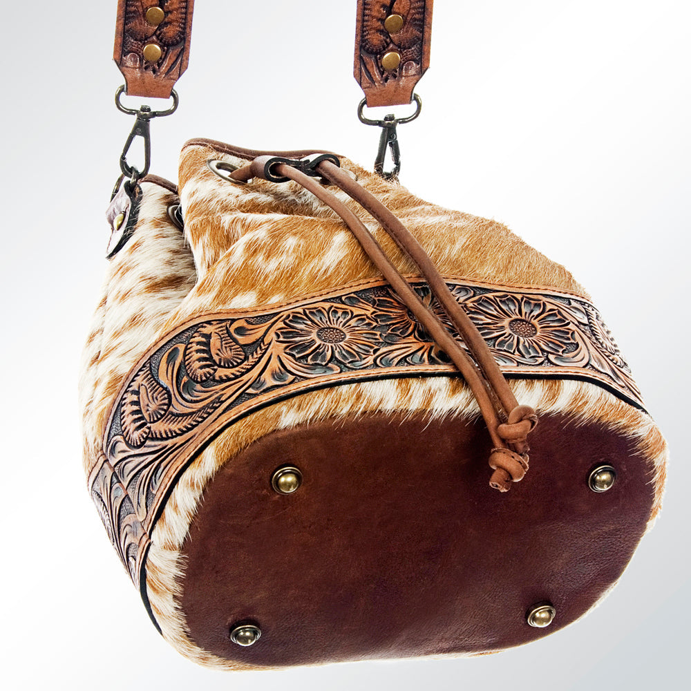 American Darling ADBG569A Bucket Hand Tooled Saddle Blanket Genuine Leather Women Bag Western Handbag Purse