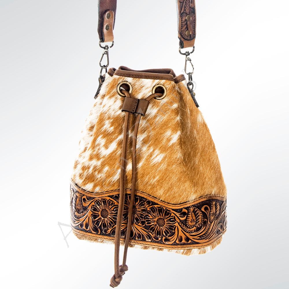 American Darling ADBG569A Bucket Hand Tooled Saddle Blanket Genuine Leather Women Bag Western Handbag Purse