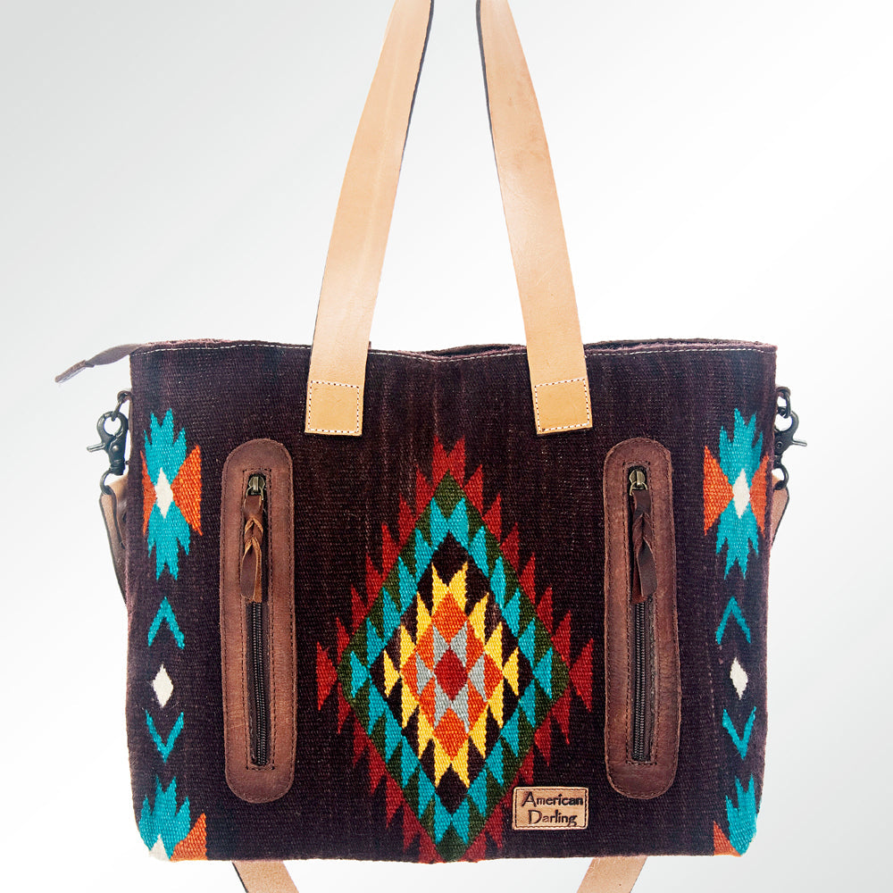 American Darling ADBG573D1 Tote Saddle Blanket Genuine Leather Women Bag Western Handbag Purse