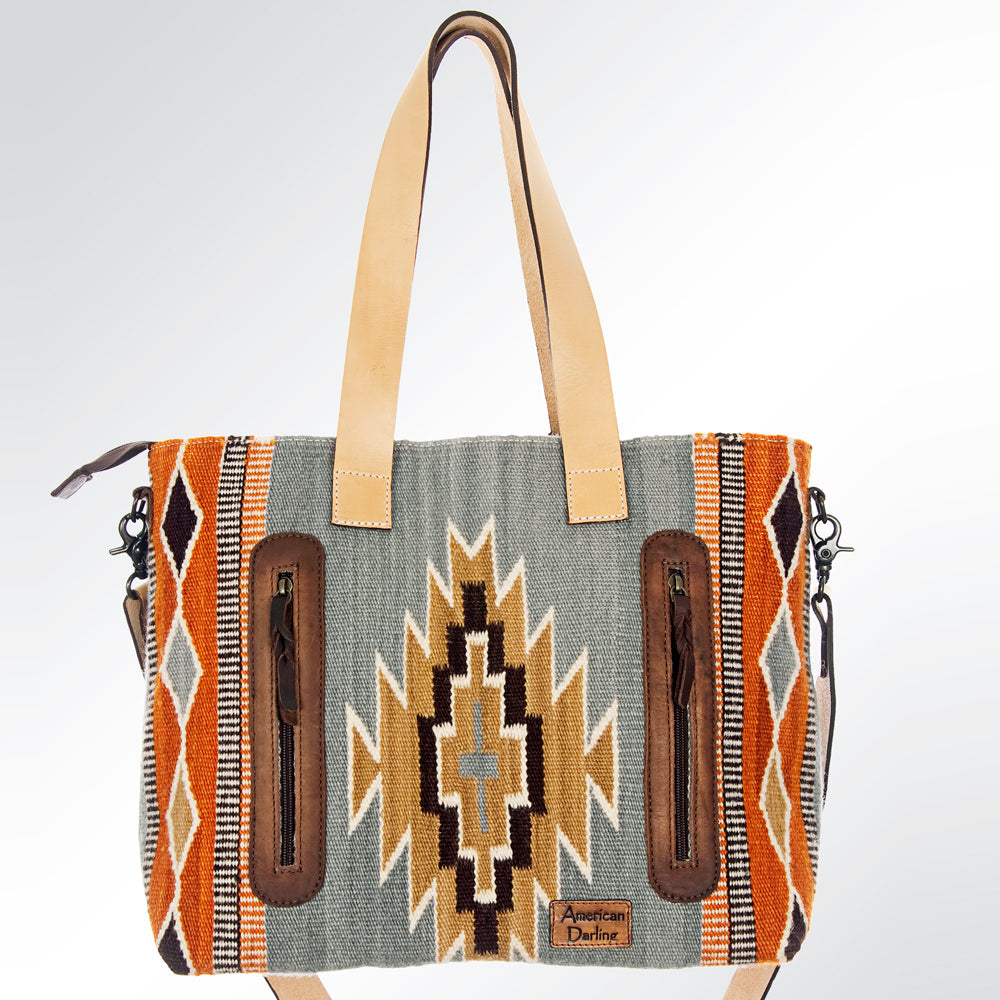 American Darling ADBG573D1 Tote Saddle Blanket Genuine Leather Women Bag Western Handbag Purse