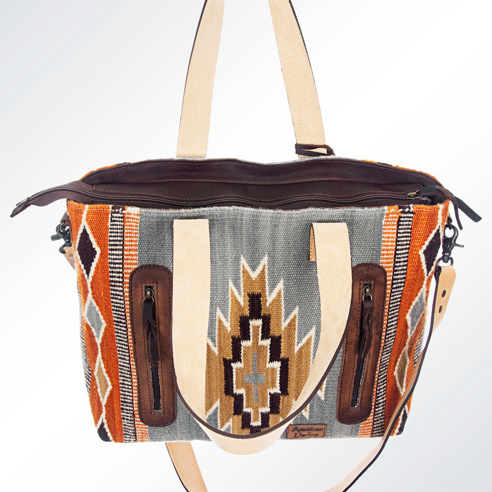 American Darling ADBG573D1 Tote Saddle Blanket Genuine Leather Women Bag Western Handbag Purse