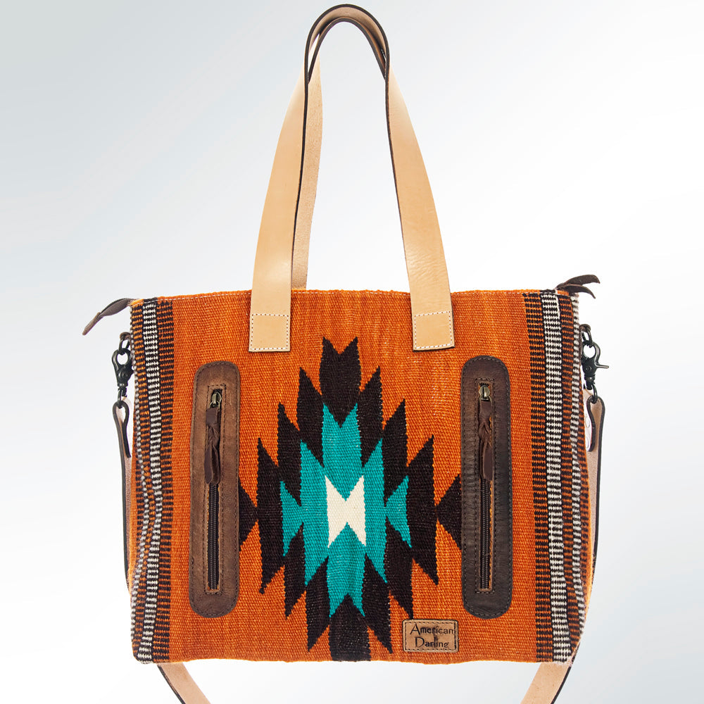 American Darling ADBG573D1 Tote Saddle Blanket Genuine Leather Women Bag Western Handbag Purse