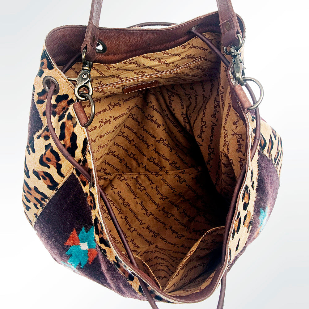 American Darling ADBG574D1 Large Crossbody Saddle Blanket Hair On Genuine Leather Women Bag Western Handbag Purse
