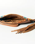American Darling ADBG344TANA Wristlet Hand Tooled Saddle Blanket Genuine Leather Women Bag Western Handbag Purse