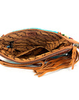 American Darling ADBG344TANC Wristlet Hand Tooled Saddle Blanket Genuine Leather Women Bag Western Handbag Purse