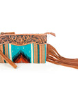 American Darling ADBG344TANE Wristlet Hand Tooled Saddle Blanket Genuine Leather Women Bag Western Handbag Purse