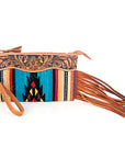 American Darling ADBG344TANDAR7 Wristlet Hand Tooled Saddle Blanket Genuine Leather Women Bag Western Handbag Purse