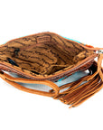 American Darling ADBG344TANDAR9 Wristlet Hand Tooled Saddle Blanket Genuine Leather Women Bag Western Handbag Purse