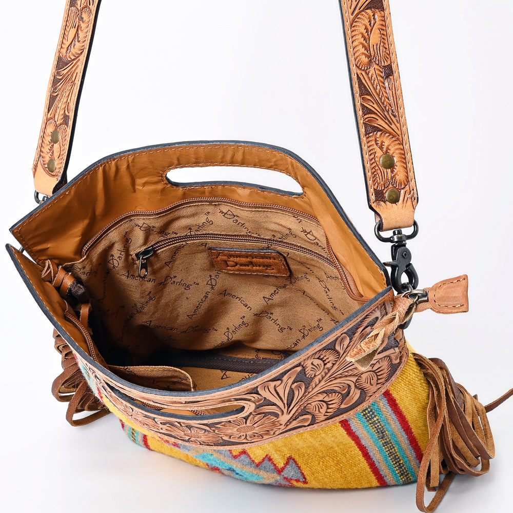 American Darling ADBG496A Clutch Hand Tooled Saddle Blanket Genuine Leather Women Bag Western Handbag Purse