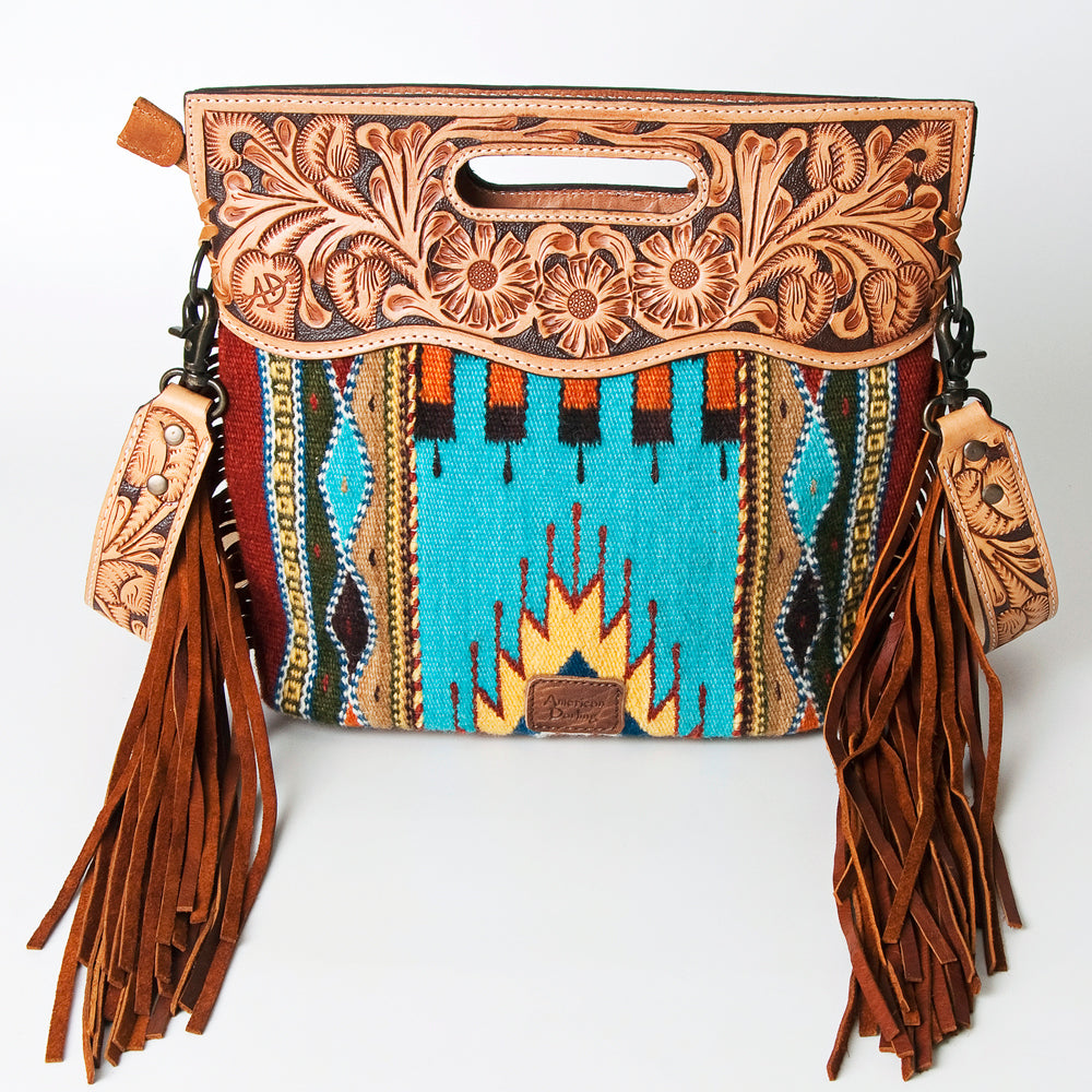American Darling ADBG496A Clutch Hand Tooled Saddle Blanket Genuine Leather Women Bag Western Handbag Purse