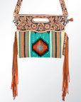 American Darling ADBG496A Clutch Hand Tooled Saddle Blanket Genuine Leather Women Bag Western Handbag Purse
