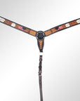 American Darling ADEE304-BC Western Horse Floral Breast Collor Genuine Leather Tan