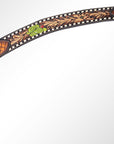 AMERICAN DARLING Western Horse Breast Collar Hand Carved Leather Dark Brown