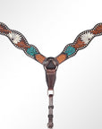 AMERICAN DARLING Western Horse Breast Collar Hand Carved Leather Dark Brown