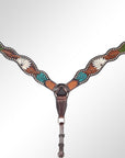 AMERICAN DARLING Western Horse Breast Collar Hand Carved Leather Dark Brown