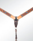 AMERICAN DARLING Western Horse Breast Collar Hand Carved American Leather Tan