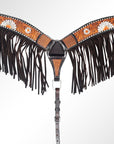 AMERICAN DARLING Western Horse Breast Collar Hand Carved American Leather Tan