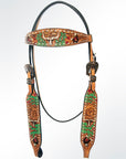 AMERICAN DARLING Western Horse Headstall Breast Collar Set American Leather