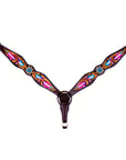 Bar H Equine Horse Leather Floral Feather  One Ear Headstall Dark Brown